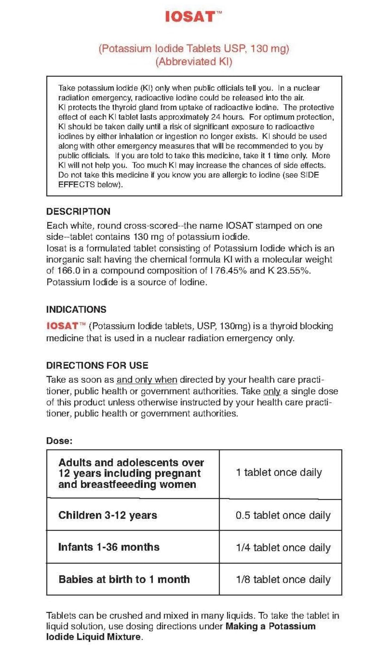 Potassium Iodide Tablets